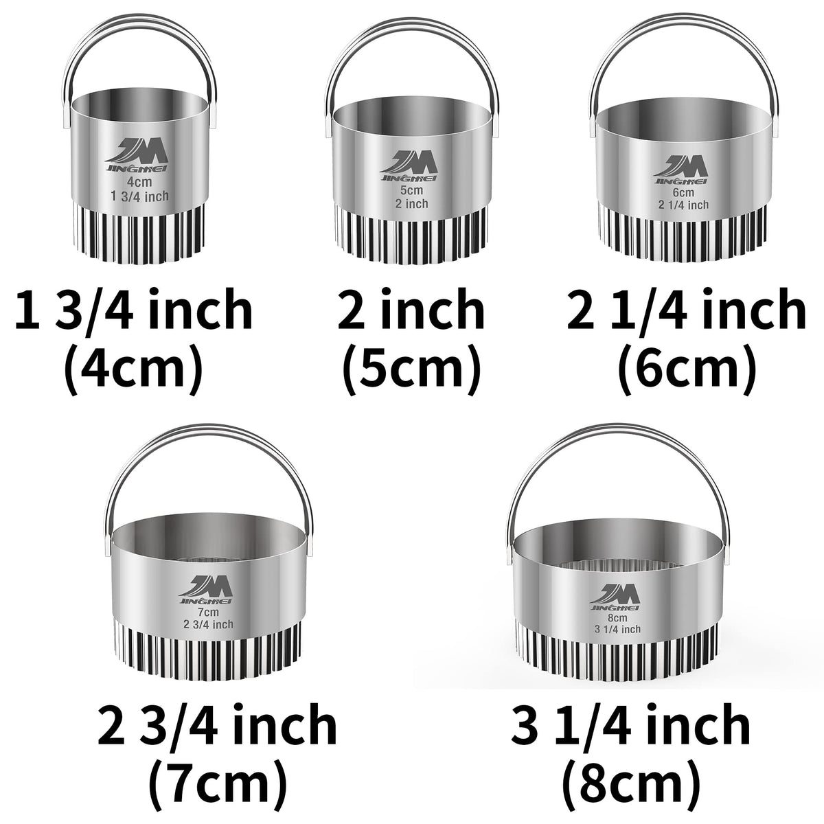 Ripple Biscuit Cutter Set 1.75inch 2inch 2.25inch 2.75inch 3.25inch