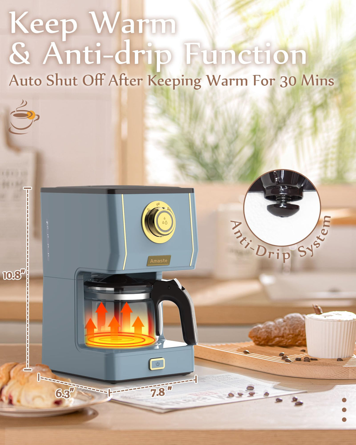 Coffee Maker 5 Cup Coffee Pot with Three Brewing Modes