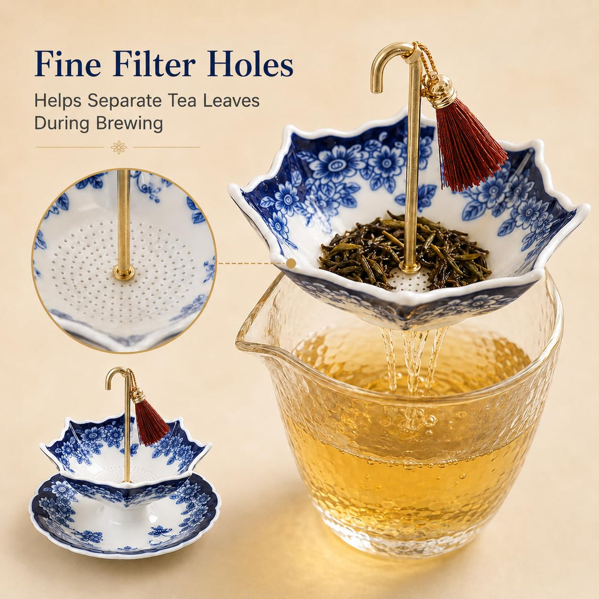 Ceramic Umbrella Tea Strainer for Loose Leaf Tea