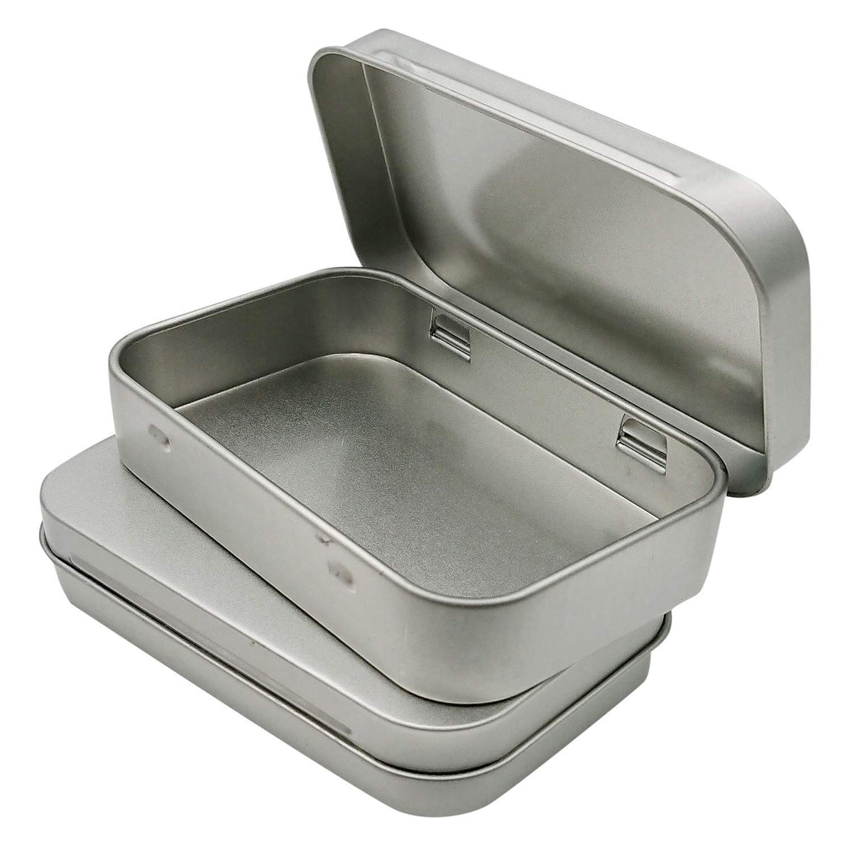 2Pcs Small Hinged Tin Box Metal Tins Storage Containers (2 Count)