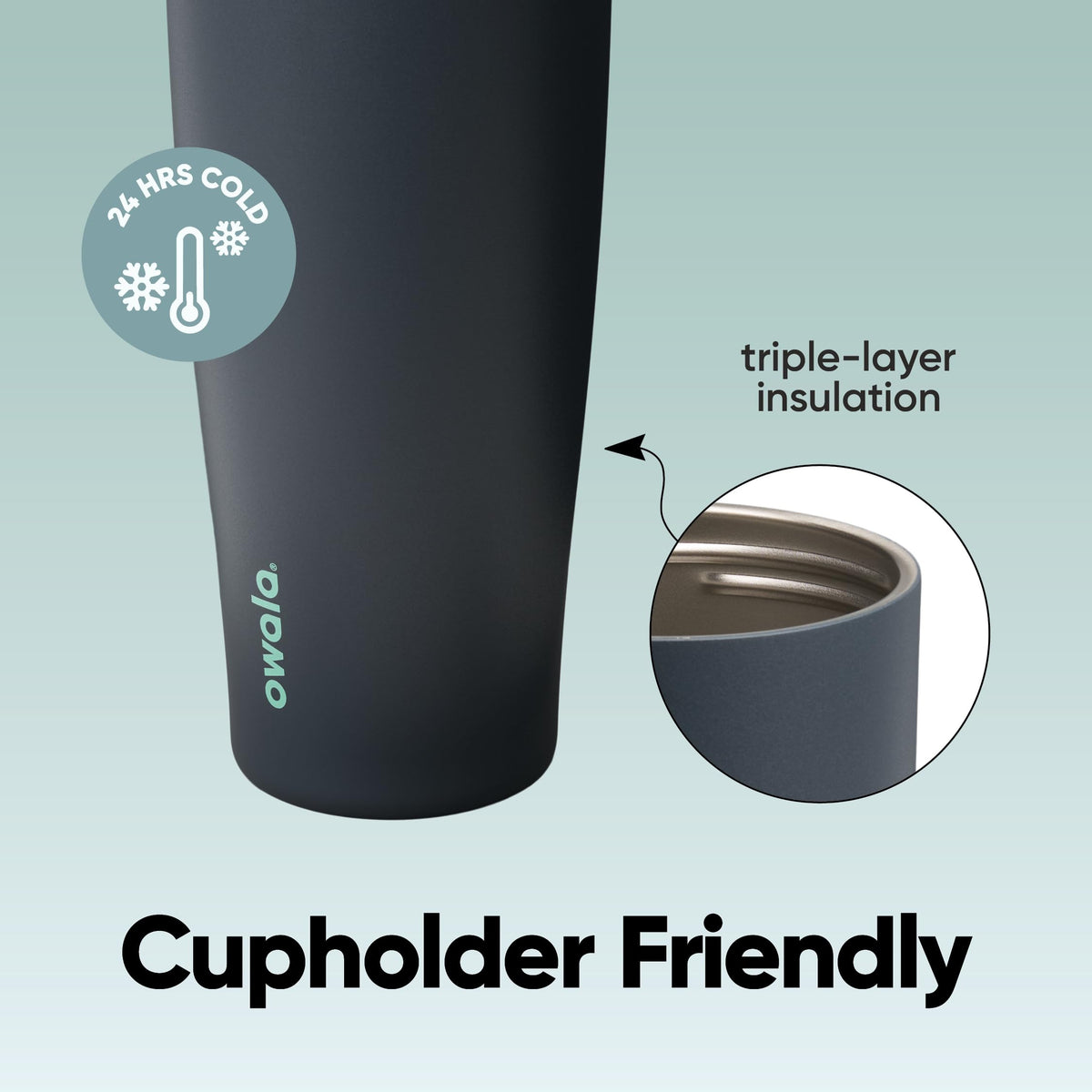 FreeSip Tumbler Stainless Steel Water Bottle 40 oz Foggy Tide
