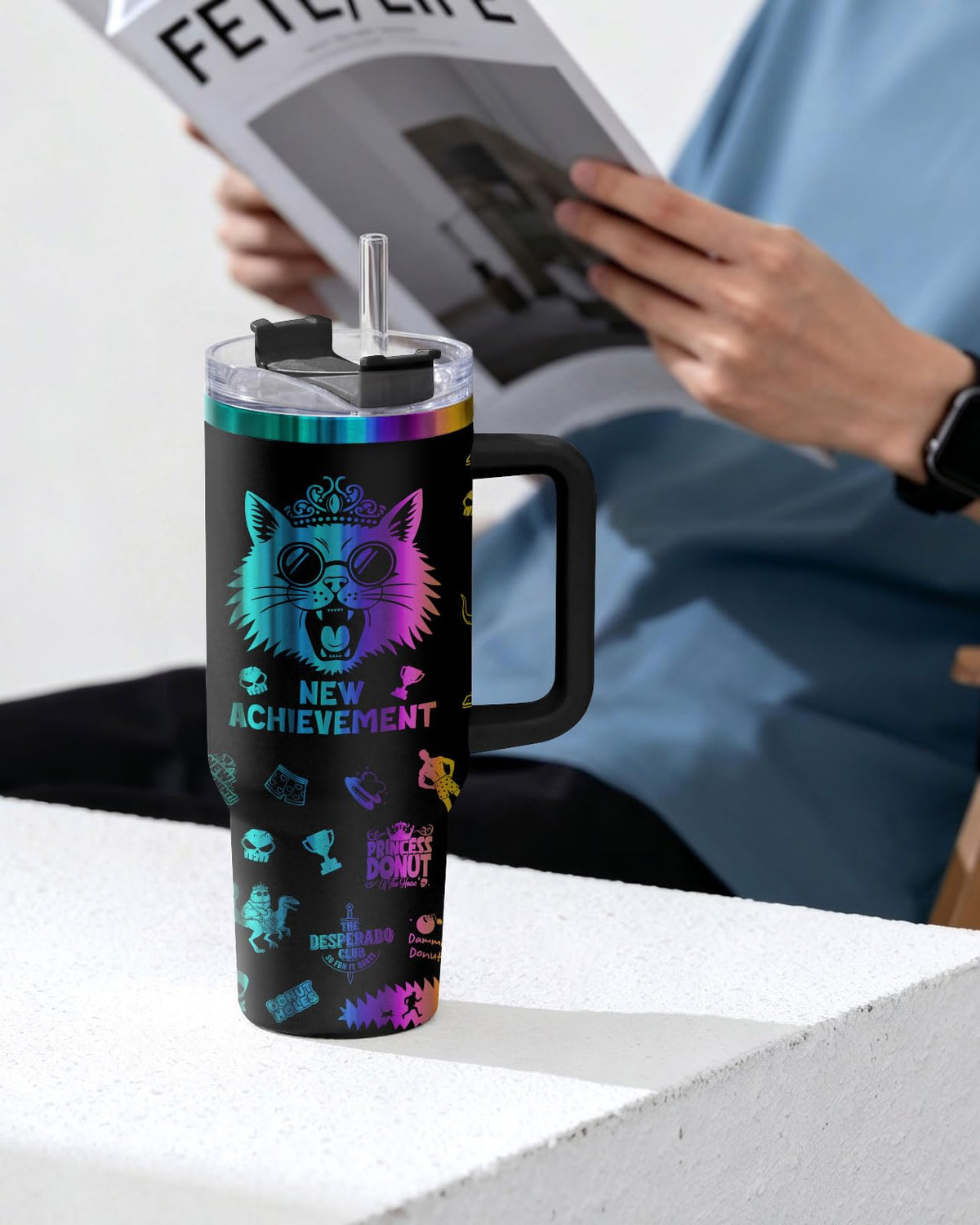 Dungeon Cat Adventure 40 oz Tumbler with Handle