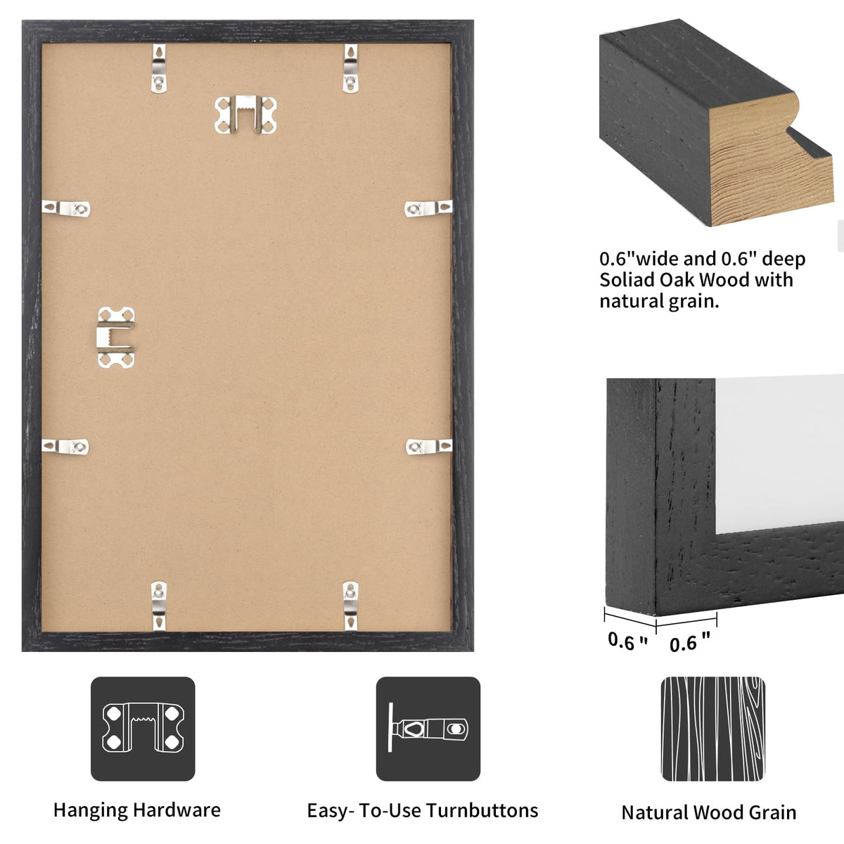 12x18 Solid Oak Wood Picture Frames (3 Count)
