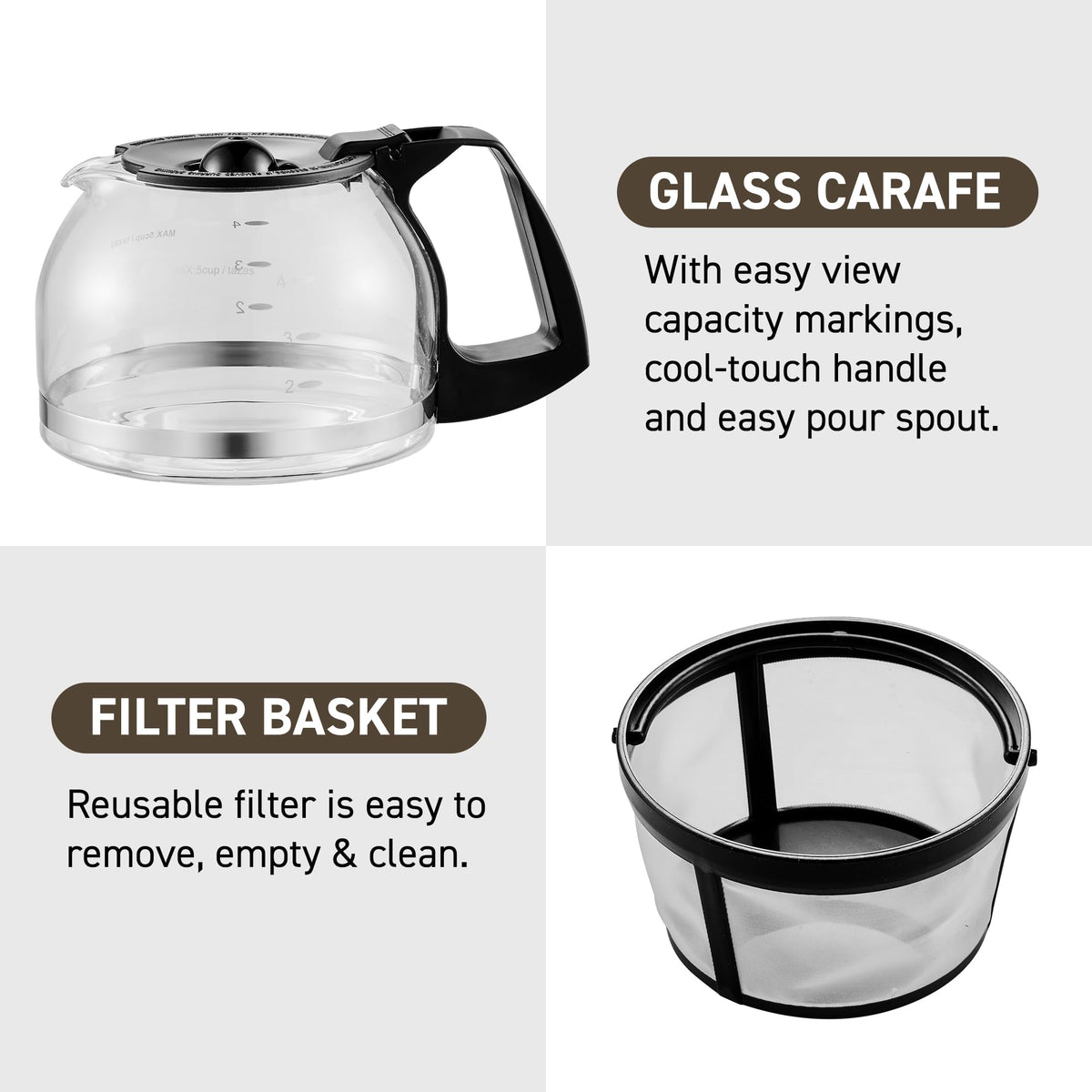 EHC 5055# Automatic Brew & Drip Coffee Maker with Pause N Serve Reusable Filter (5 Count)