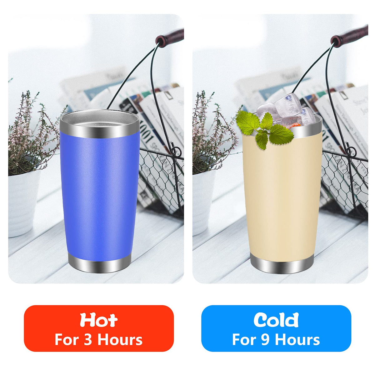 20oz Tumbler with Lid and Straw Stainless Steel Tumbler Cup Bulk Vacuum Insulated Double Wall Travel Coffee Mug Powder Coated Coffee Cup (6 Count)