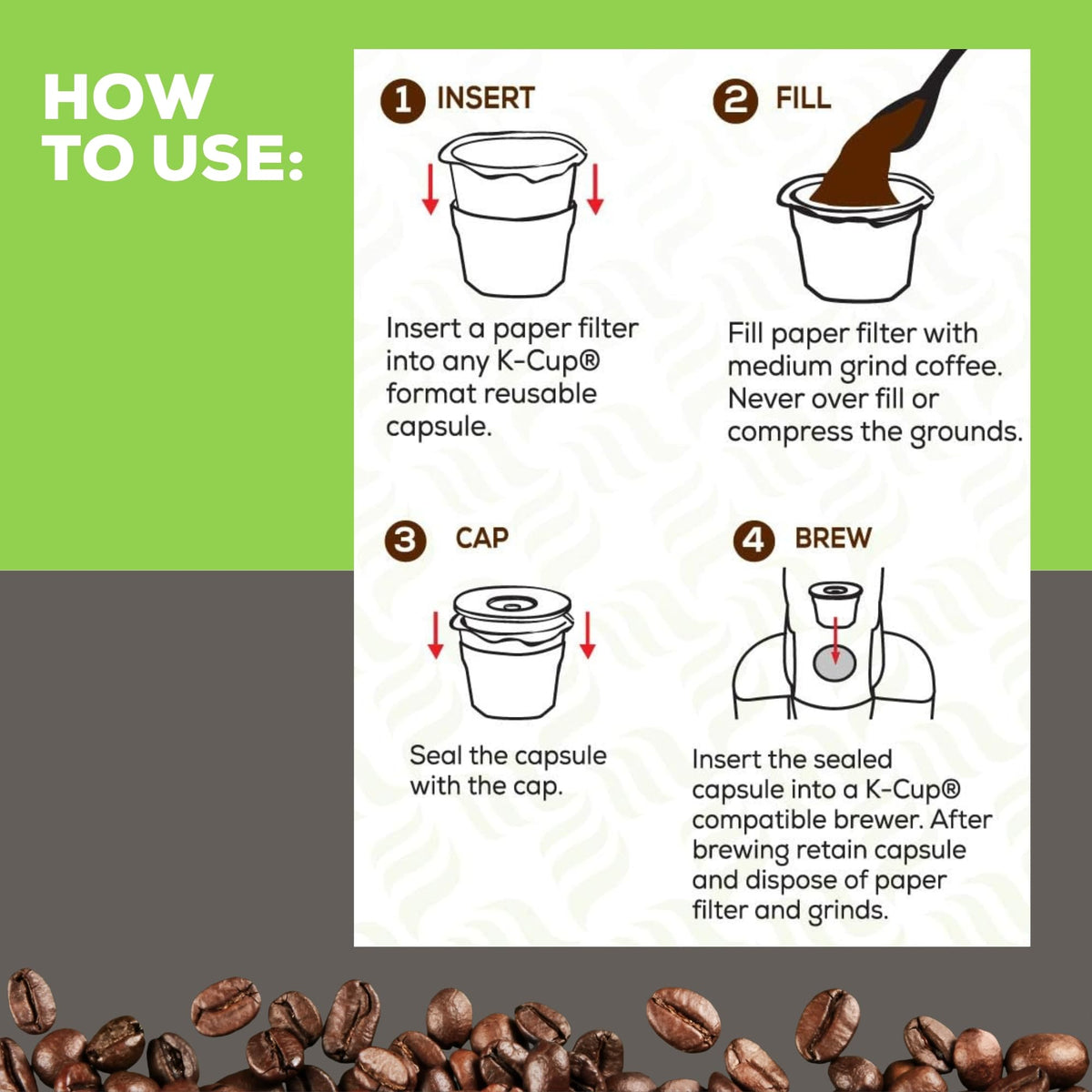 Café Filters Paper Liners for Reusable K (500 Count)