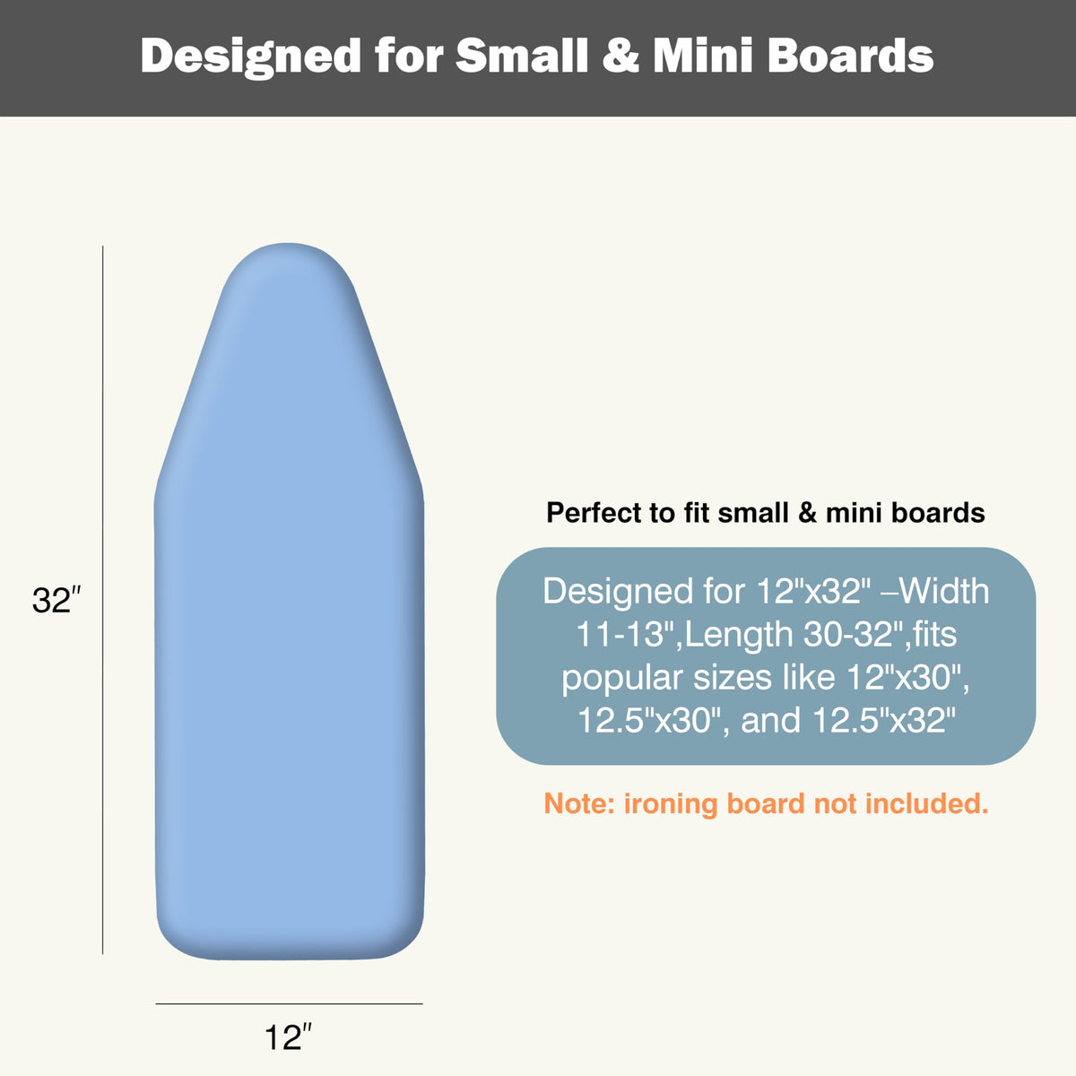 Small Ironing Board Cover and Pad 12"x32" Small Iron Board Cover with Padding