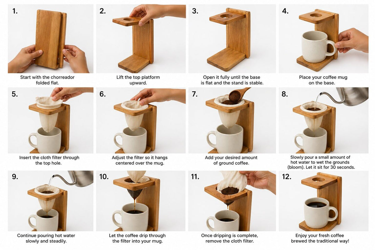 Chorreador Costa Rican handcrafted foldable wooden pour
