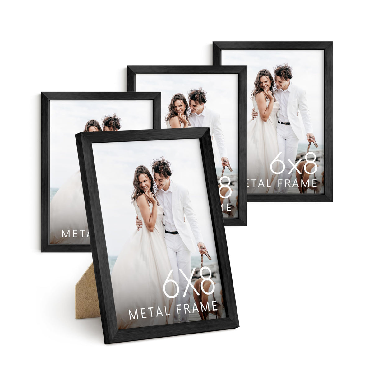 Premium Aluminum 6x8 Black Picture Frames (4 Count)