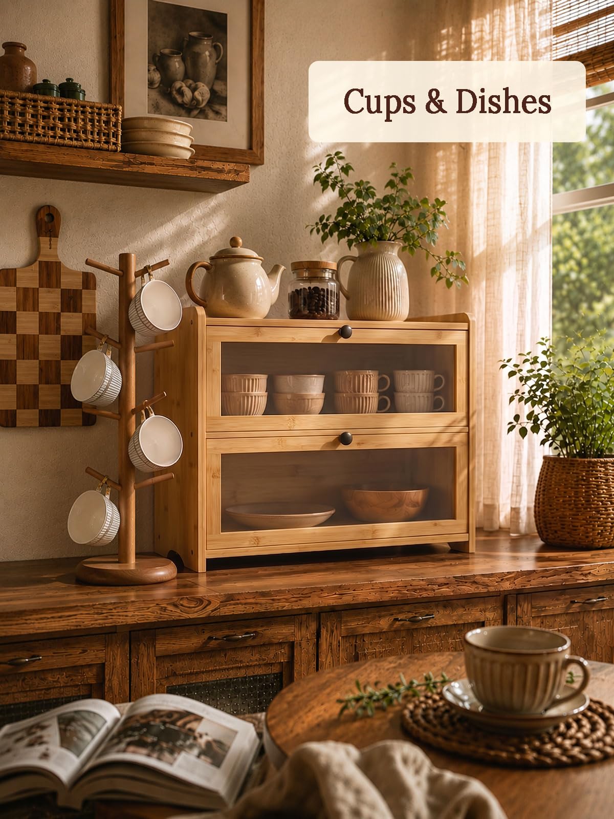Bamboo Bread Box for Kitchen Countertop