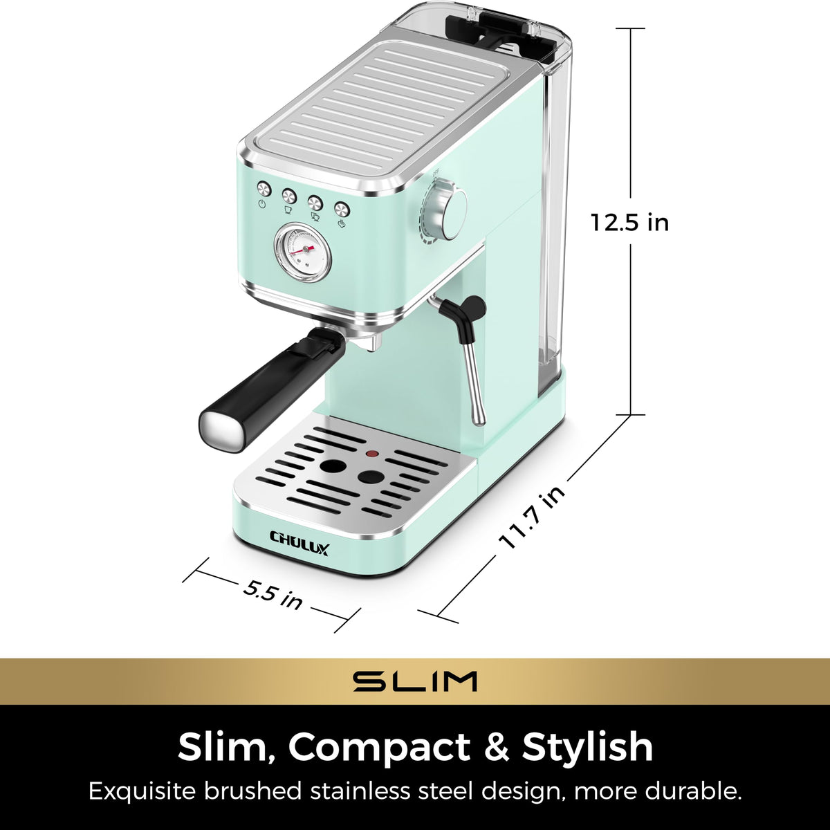 Slim Espresso Machine with Milk Frother for Home Latte