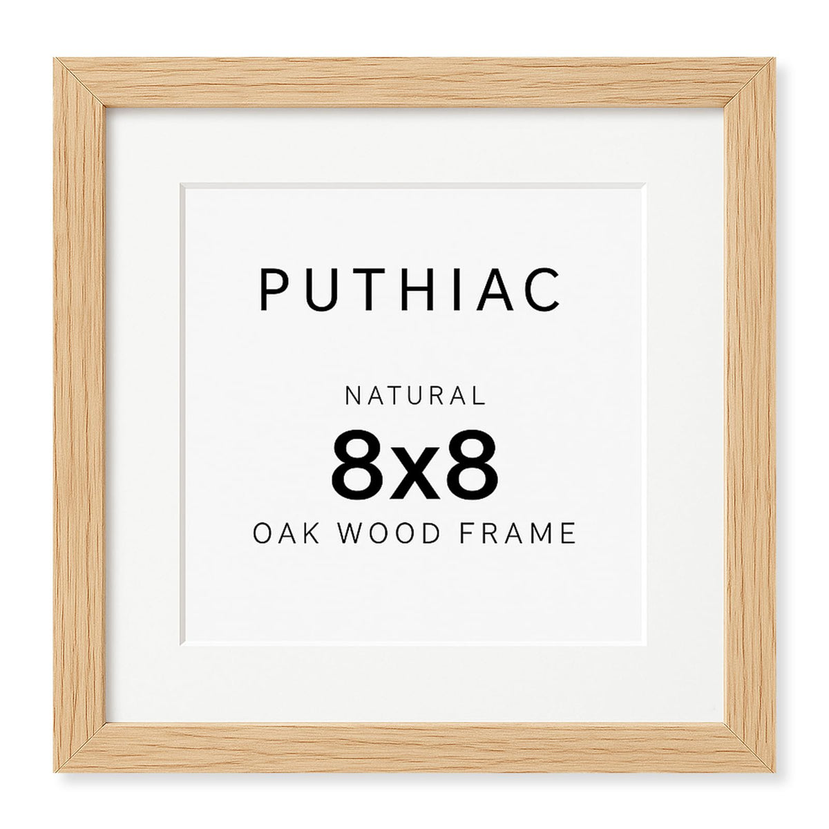 8x8 Solid Oak Wood Picture Frame with 4x4 Mat