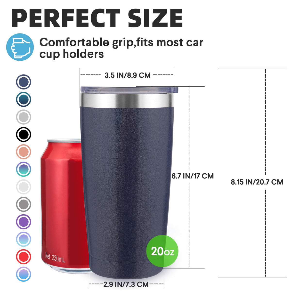 20oz Stainless Steel Tumbler with Lid and Straw