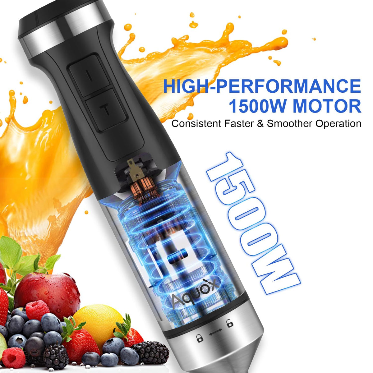 Immersion Blender Handheld 5 in 1 Corded Hand Blender 1500W