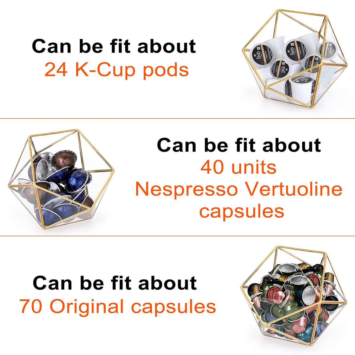 Gold Glass Coffee Pods Holder