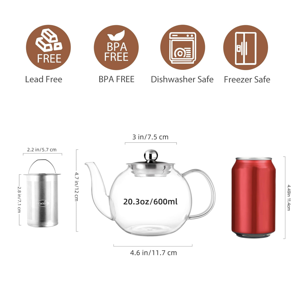 600ml Glass Teapot with Removable Infuser