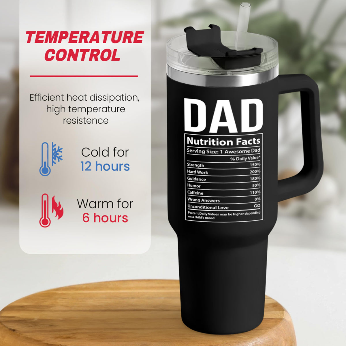 Best Dad Ever Tumbler with Handle 40oz Stainless Steel Insulated Coffee Cup