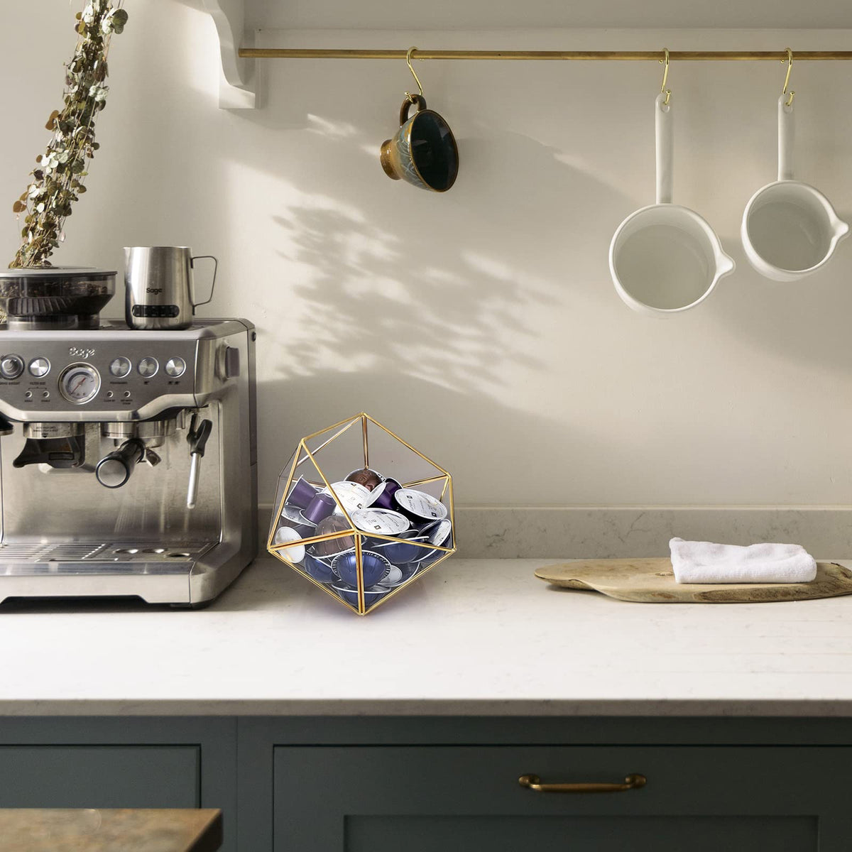 Gold Glass Coffee Pods Holder