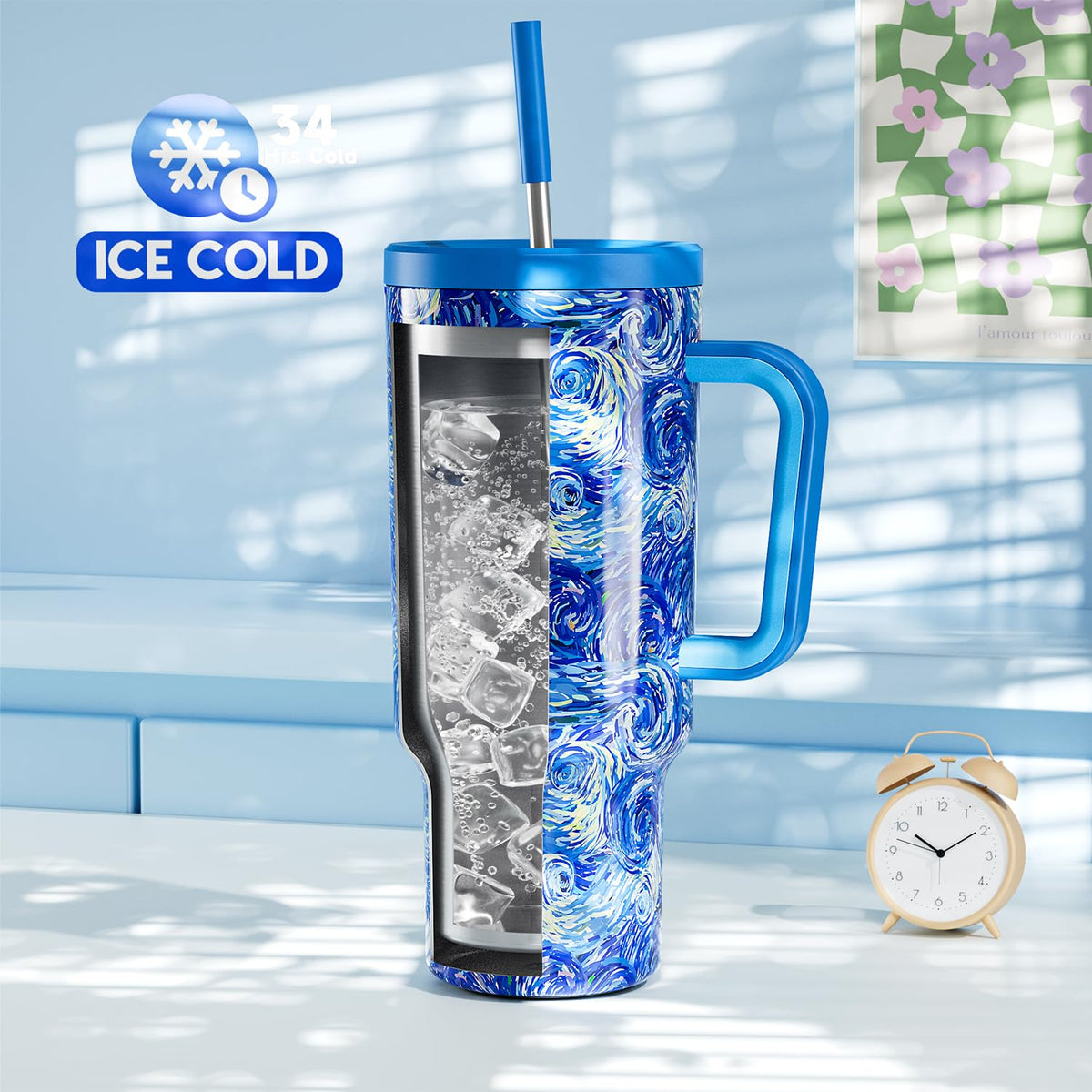Tumbler with Handle and Straw for Women
