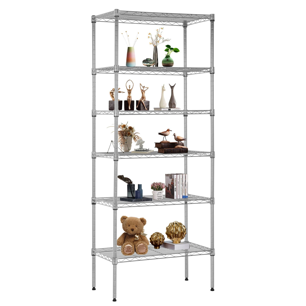 6 Tier Wire Shelving Units 23L x 13W x 59H Adjustable Metal Storage Rack NSF Pantry Shelves Kitchen Organization Shelf for Kitchen Garage Small Places Commercial