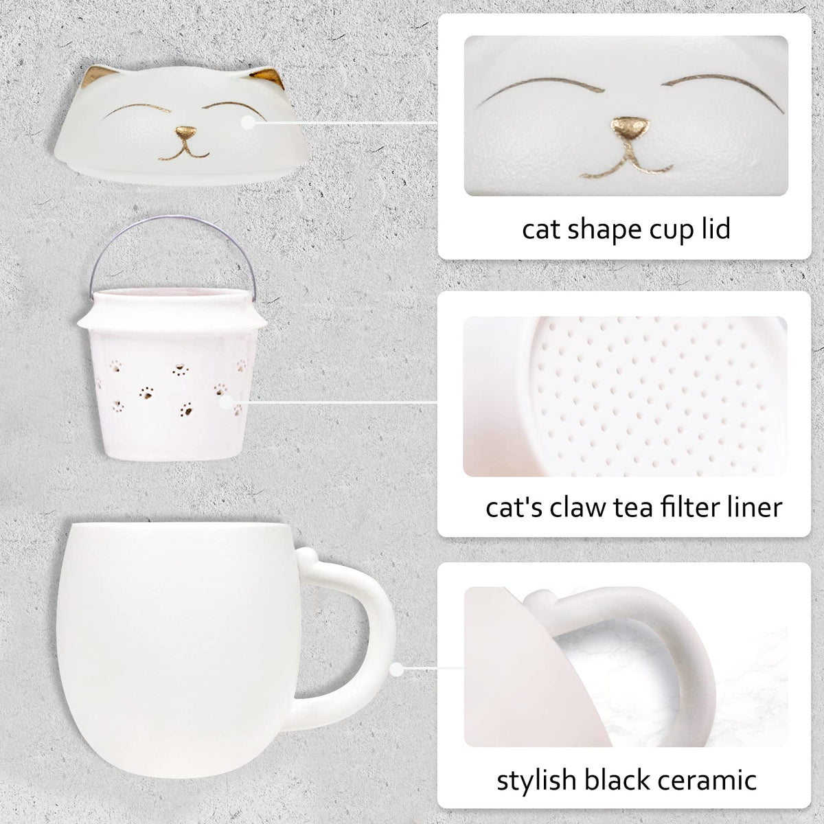 Liywall Ceramic Tea Mug with Infuser and Lid