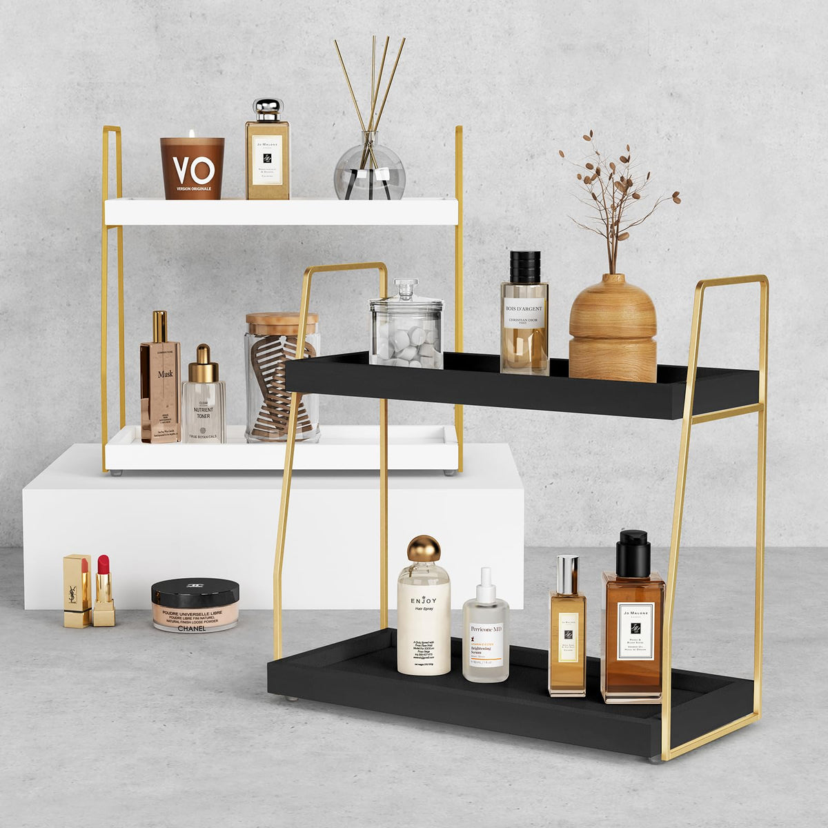 Black and Gold Bathroom Organizer Countertop