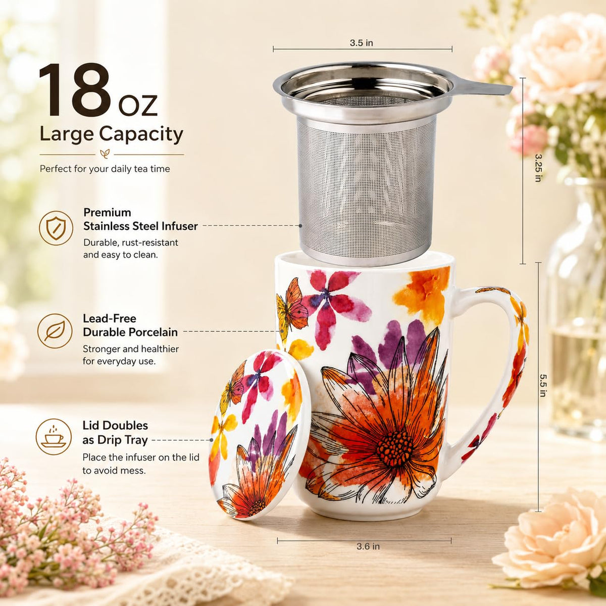 Tea Mug with Infuser and Lid