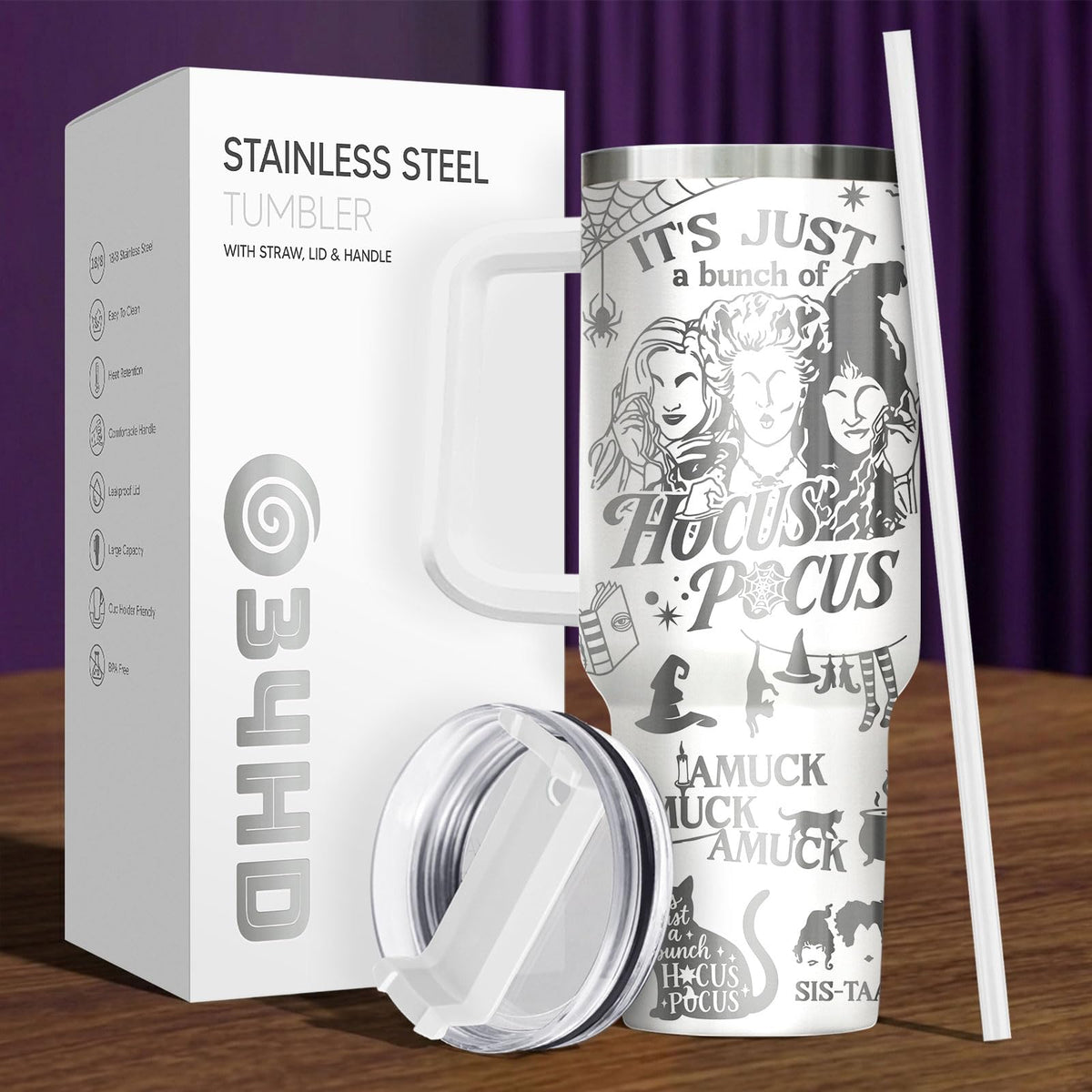Hocus Witch Sisters Funny 40 oz Tumbler with Handle