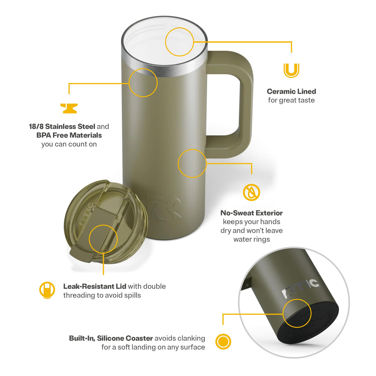 20oz Road Trip Travel Mug with Lid and Handle