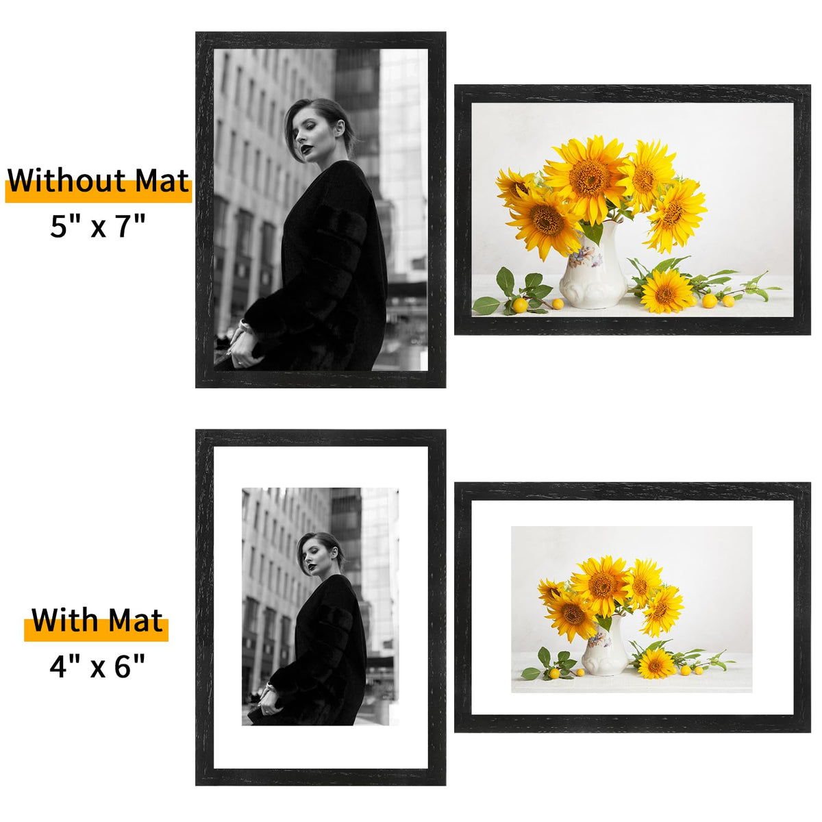 5x7 Solid Oak Wood Picture Frames (3 Count)