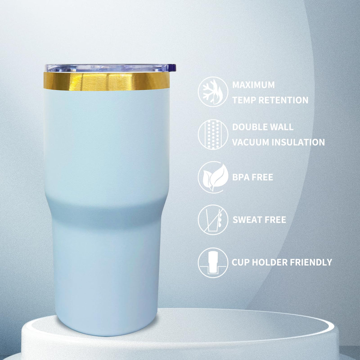 20 oz Tumbler Bulk Stainless Steel Tumblers with Lids and Straws SkyBlue (12 Count)