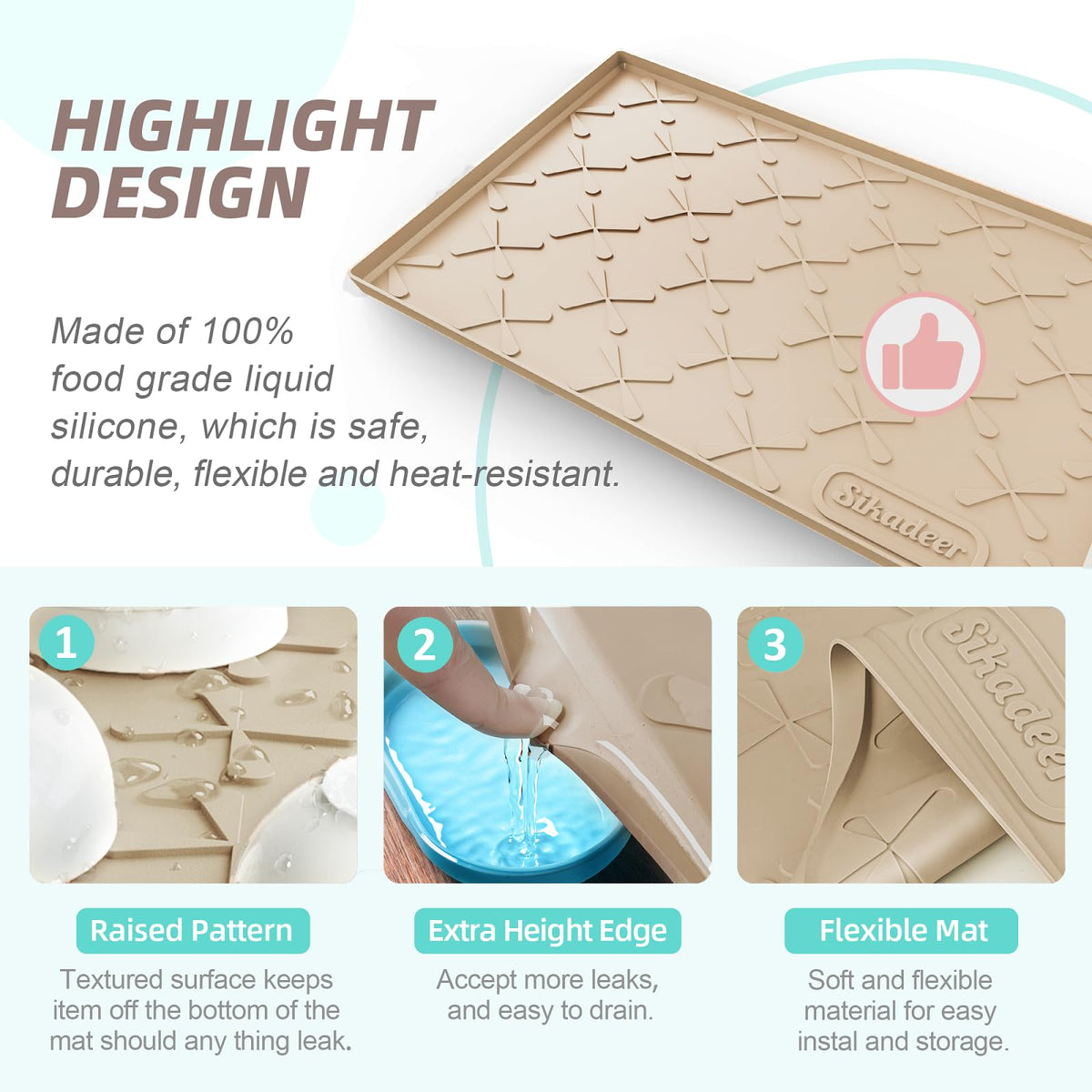 Waterproof Under Sink Mat Silicone 28" x 22" Kitchen Cabinet liner (616 sq inch)