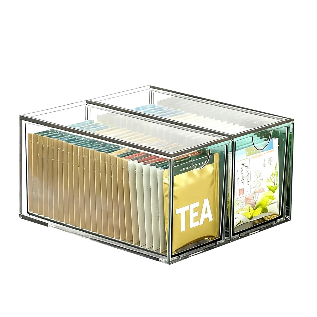 2 Pack Stackable Tea Bag Storage Organizer Drawers (2 Count)