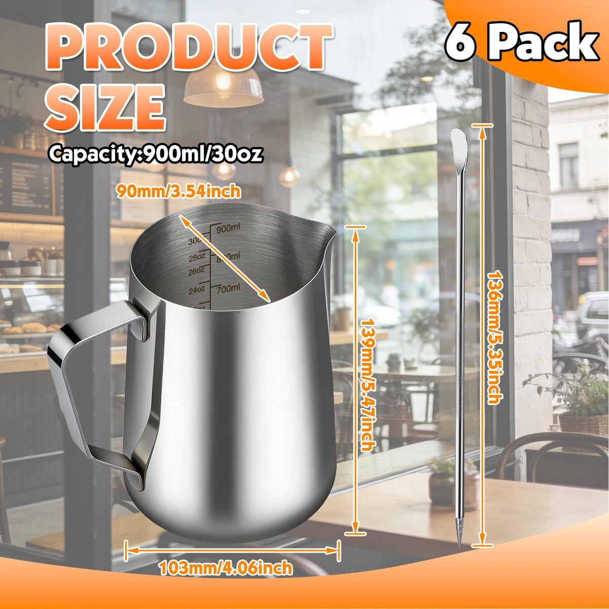 6 Pack Milk Frothing Pitcher