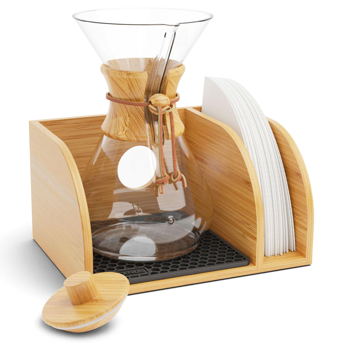 Pour Over Caddy with Lid for Chemex Bodum Cosori Coffee Makers Black
