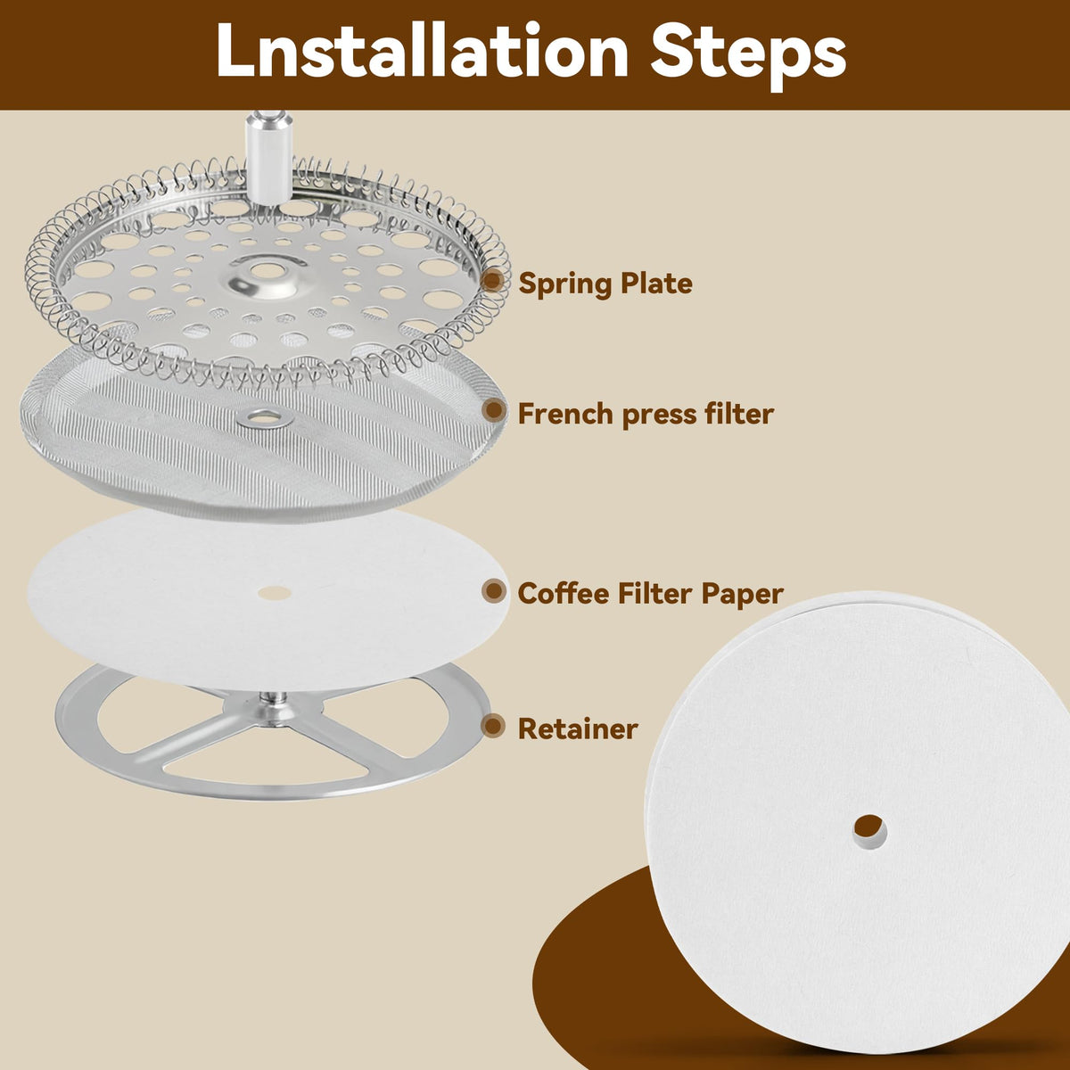 150 Pcs Disposable Coffee Filters for Bodum French Press 34 Oz (150 Count)