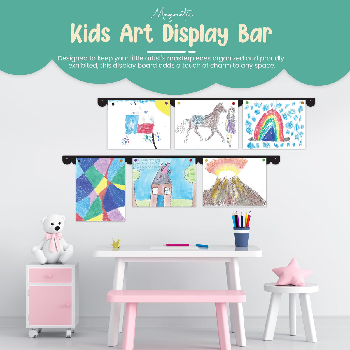 Scalloped Magnetic Art Display for Kids Artwork & Photos