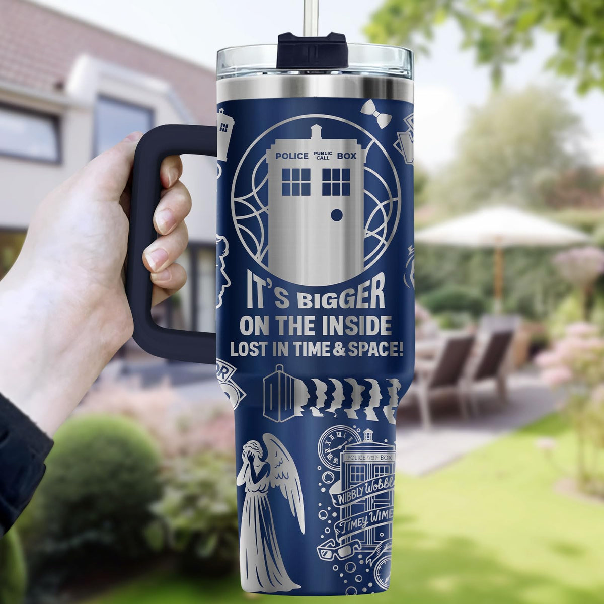 Novelty Police Box 40 oz Tumbler with Handle