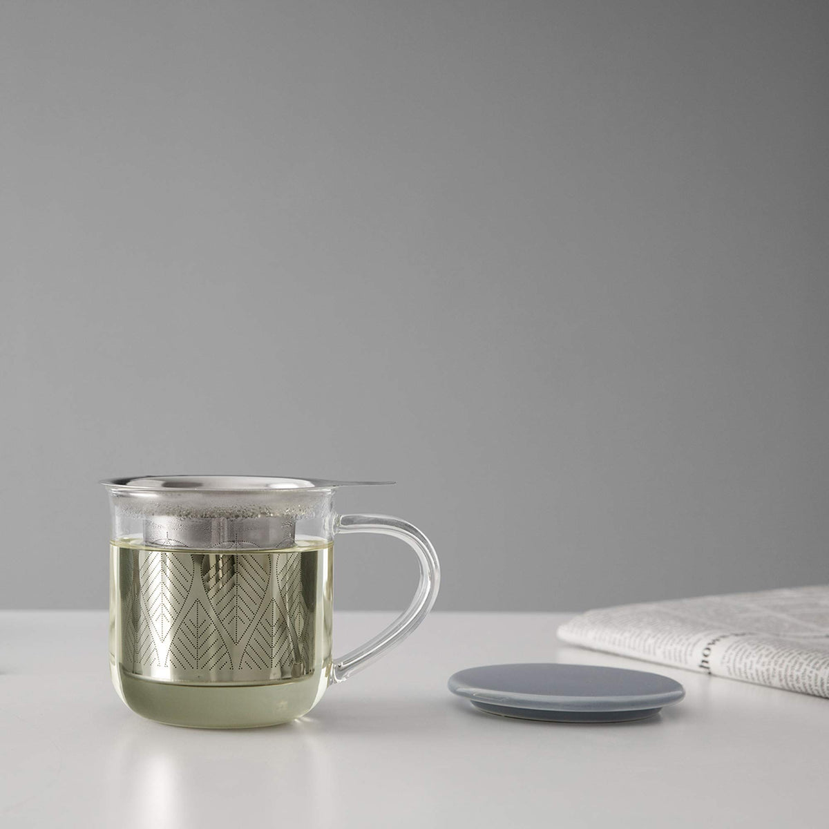 VIVA Minima Eva Glass Tea Cup with Mesh Infuser (14 Ounce)