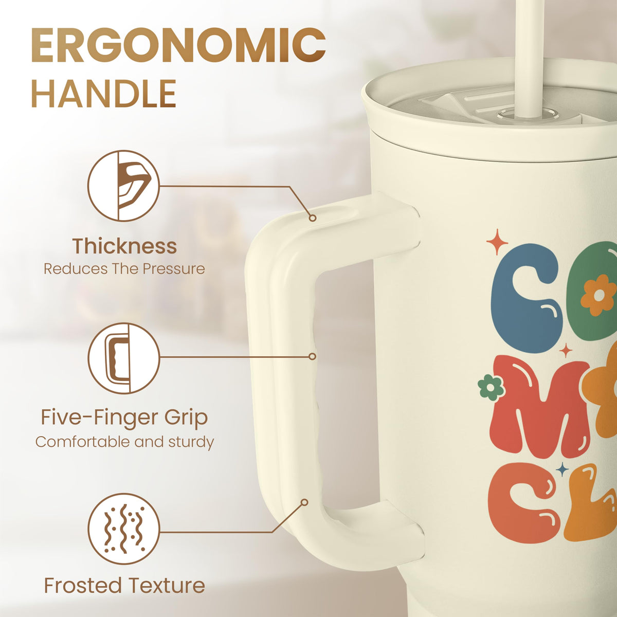 Mom Tumbler with Handle 40oz