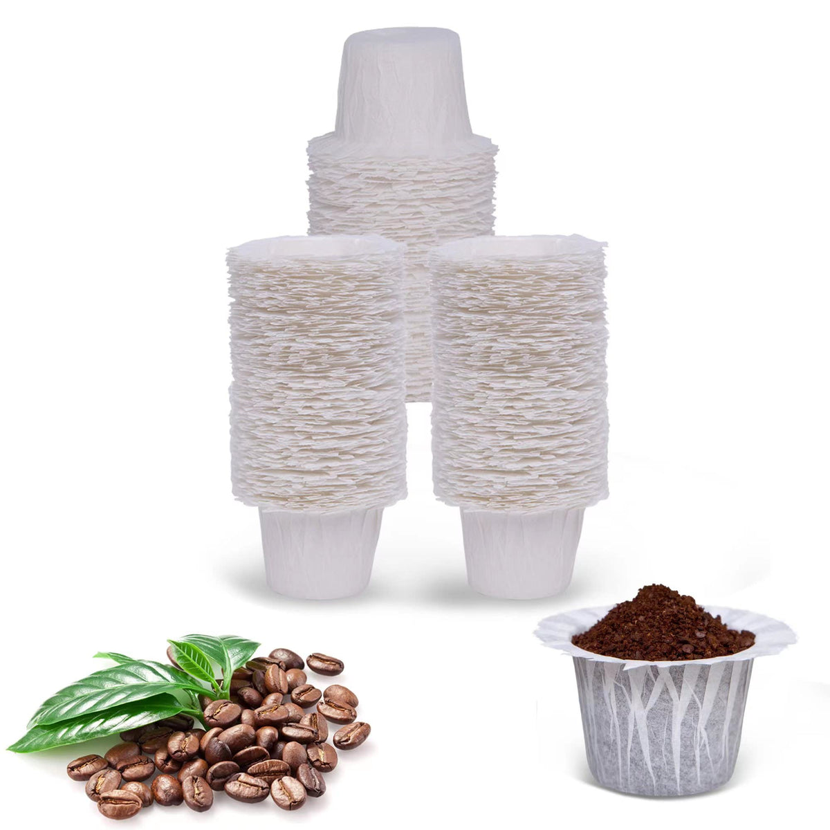 300 Count Paper Coffee Filters with 1 Reusable K Cup for Keurig Single Serve 1.0 and 2.0
