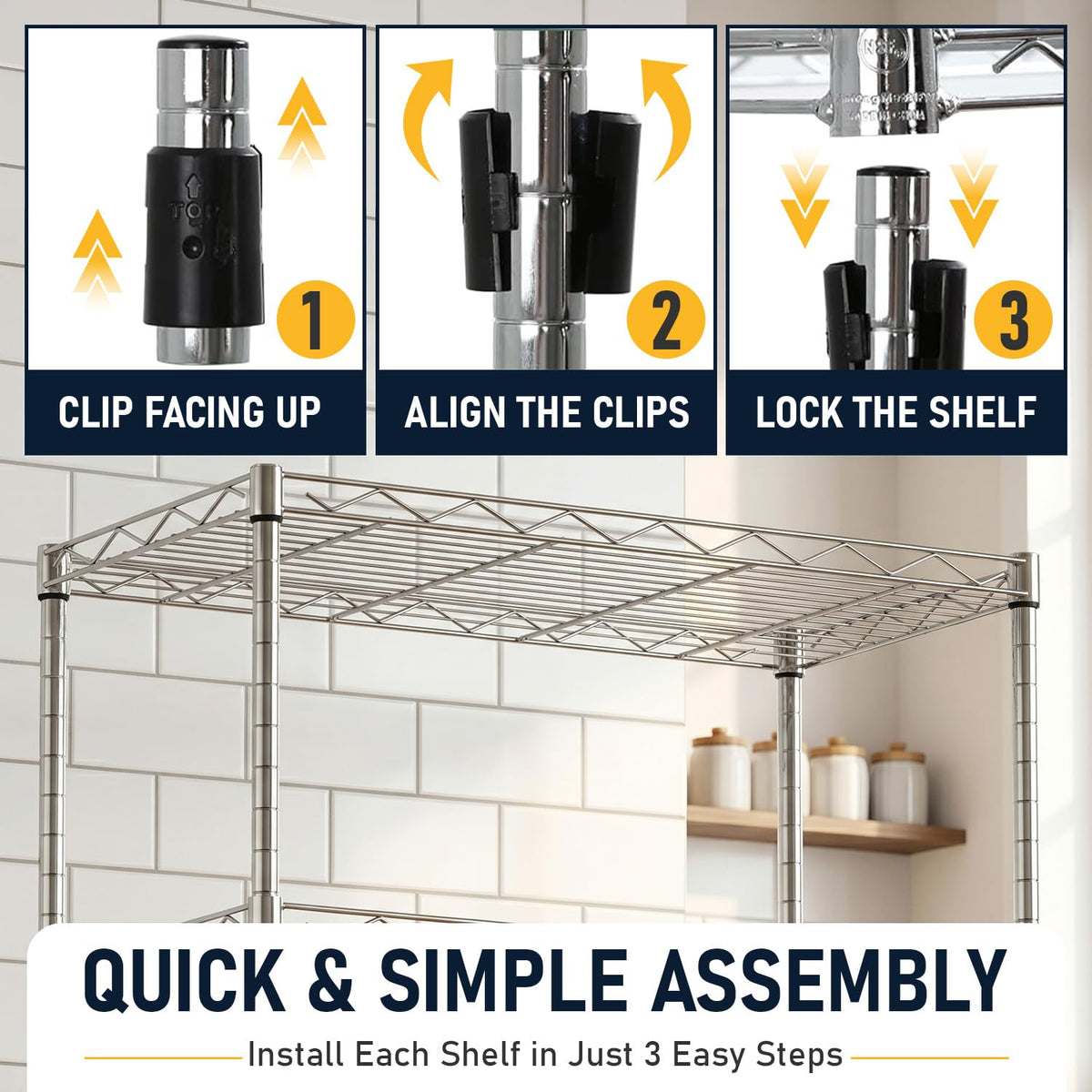 5 Tier 22L x 12W x 48H Pantry Shelves Adjustable Metal Shelves NSF Storage Rack Shelving Units for Kitchen Garage Small Places Commercial