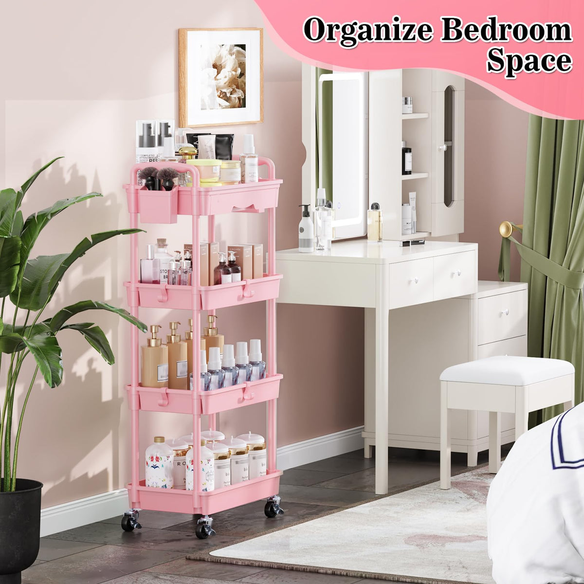4 Tier Rolling Cart with Drawer
