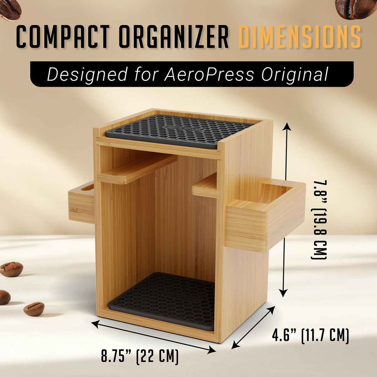 Organizer Stand for AeroPress Bamboo Coffee Caddy Compact Black
