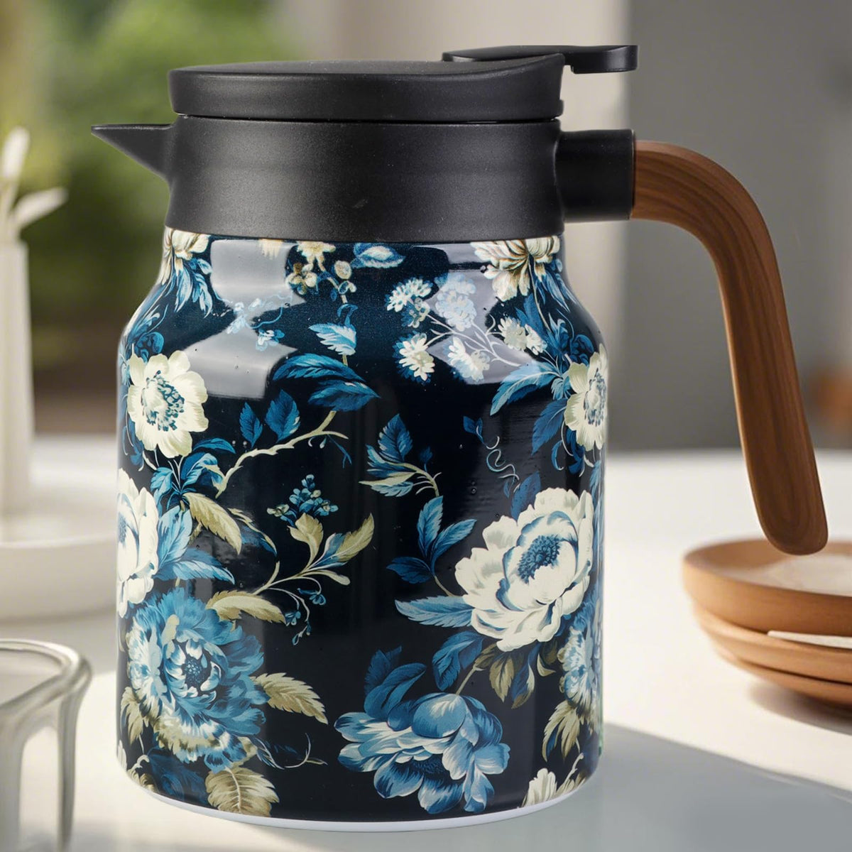35 Oz Vintage Floral Tea Pot with Infuser