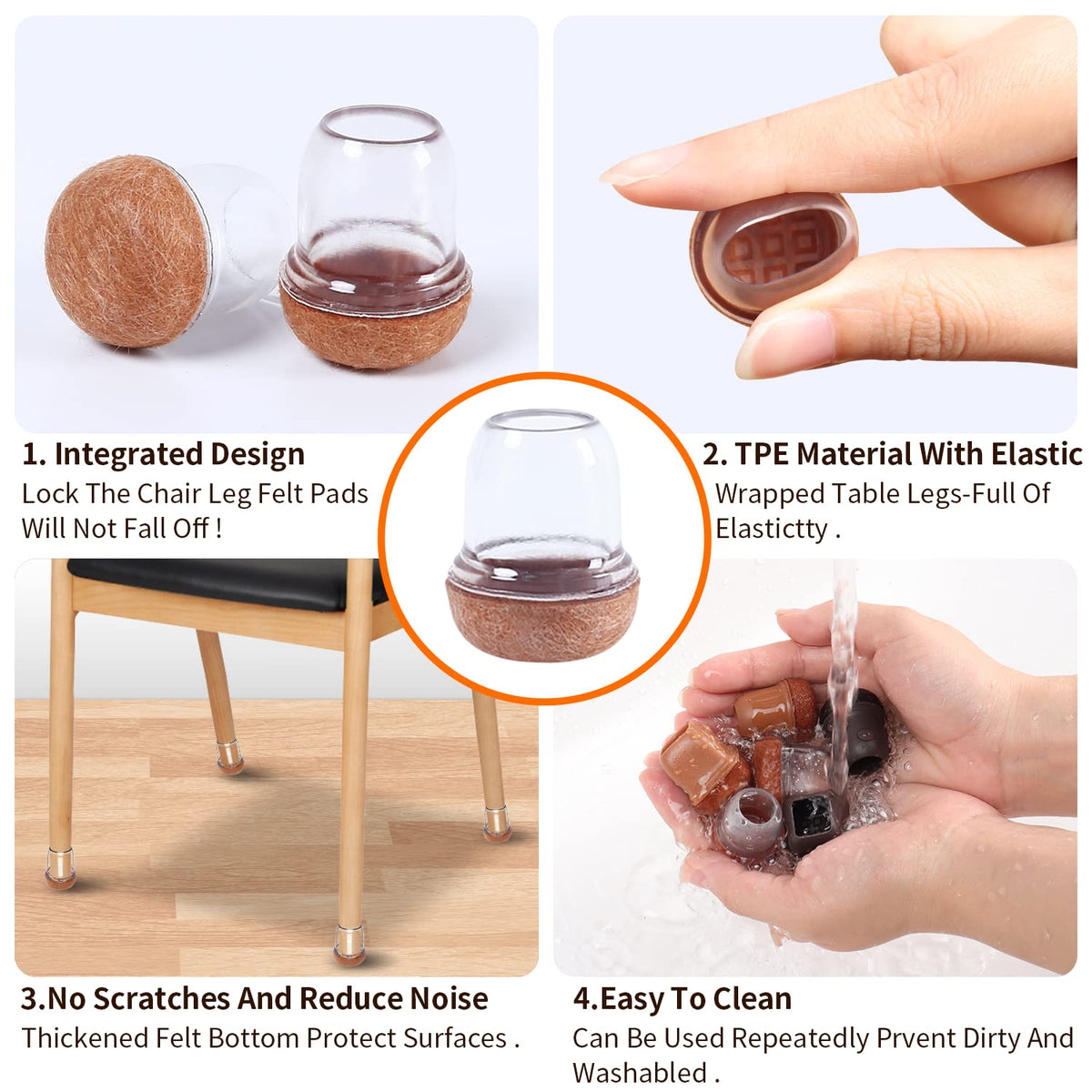 24 Pcs Small Clear Silicone Chair Leg Floor Protectors for Hardwood Floors (24 Count)