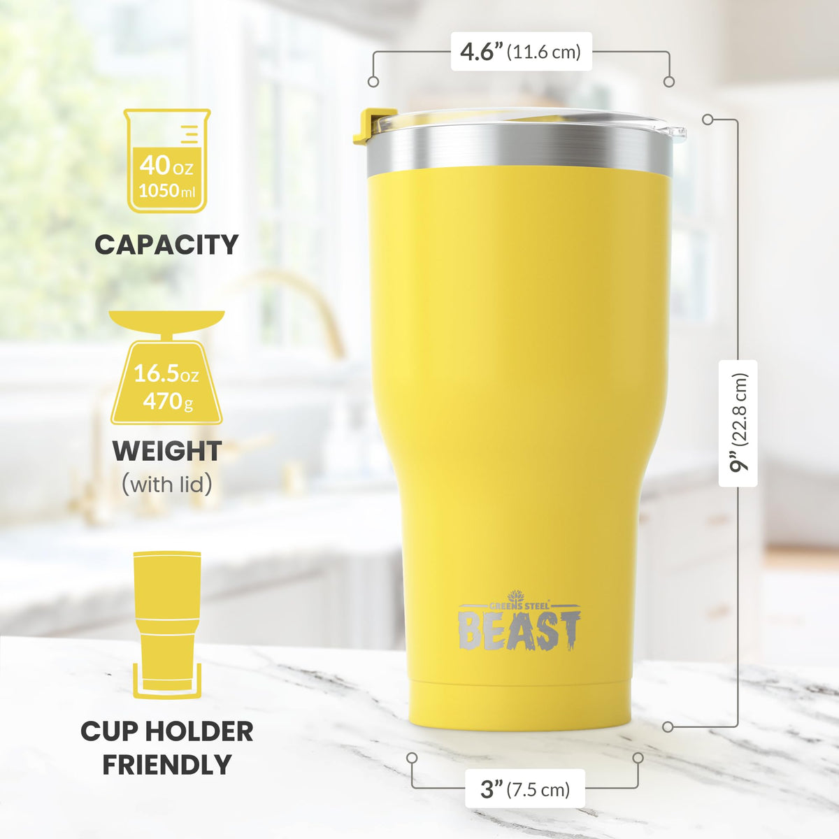 Beast 40 oz Tumbler Stainless Steel Vacuum Insulated Coffee Ice Cup Double Wall Travel Flask