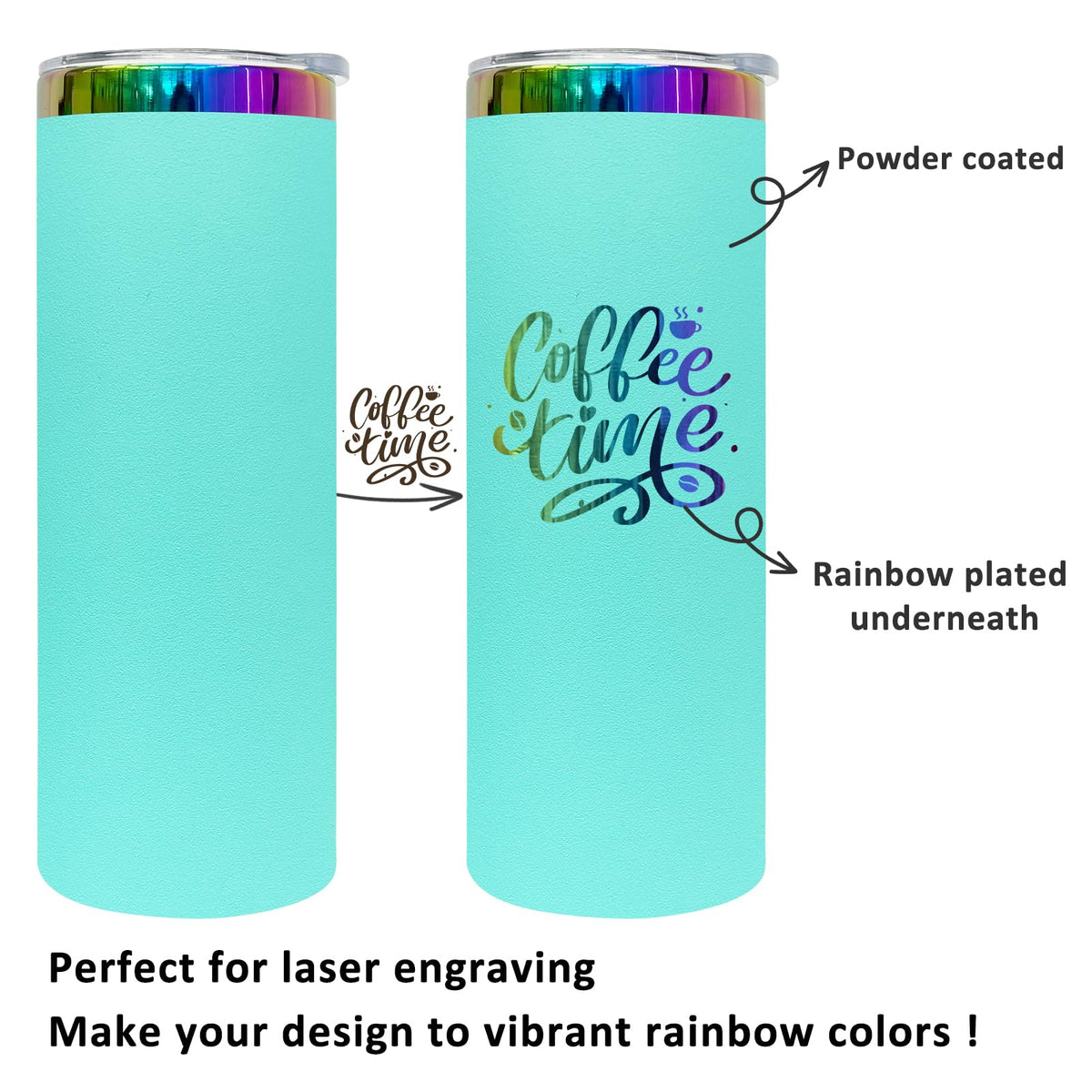 20 oz Skinny Tumblers Bulk With Lid and Straw Mint Green (8 Count)