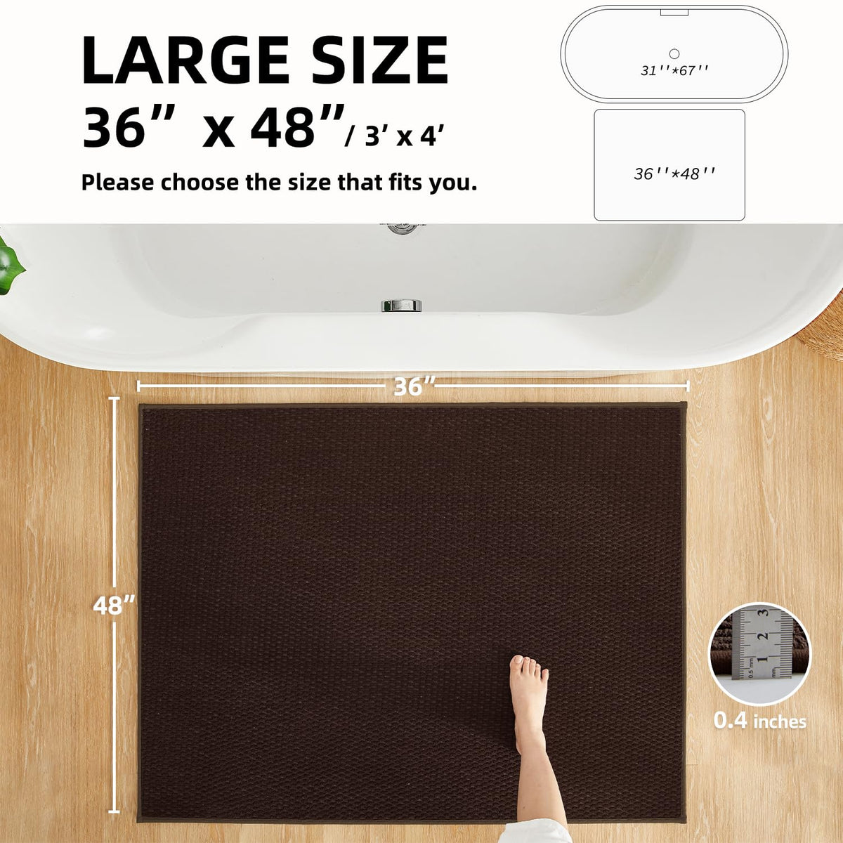 Large Bathroom Rugs Non Slip Washable Bath Rugs Super Absorbent Bathroom Rug Thin Quick Dry Low Pile Bath Mats