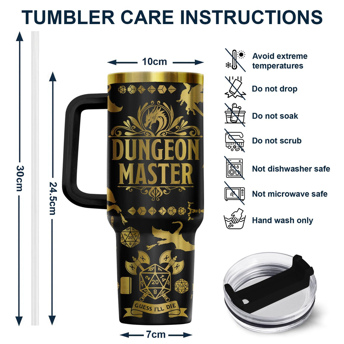 Dungeon Dice Game Master 40 oz Tumbler with Handle